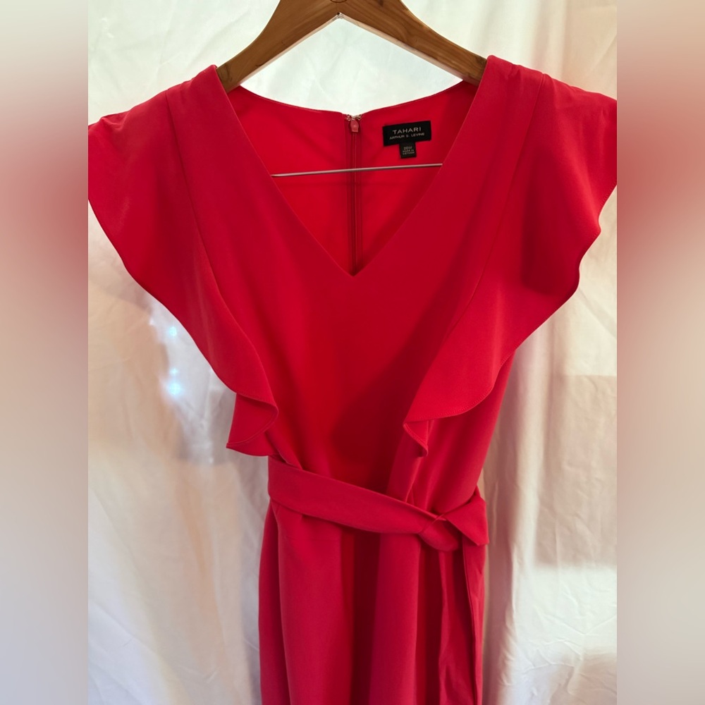 Tahari Vibrant Raspberry Dress with Zip Detail - Picture 5 of 9